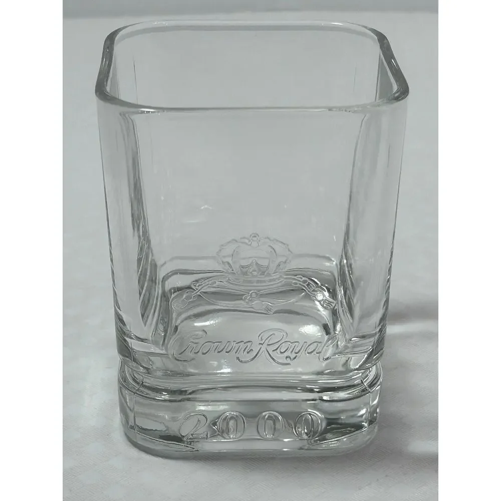 2000 Millennium Crown Royal Low Ball‎ Rocks Man Cave Glass - Square, Whiskey
